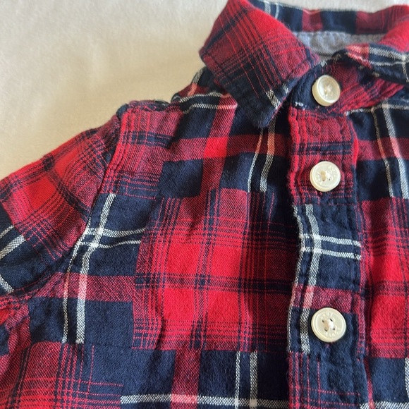 OshKosh B'gosh - Red and Blue Plaid Baby Onesie Shirt - Picture 2 of 3